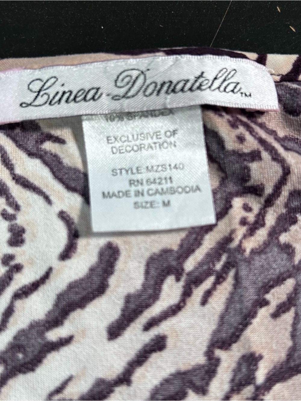 Vtg Linea Donatella Y2K Animal Print Babydoll Top Womens Size M Brown Lace 90s - Picture 10 of 11